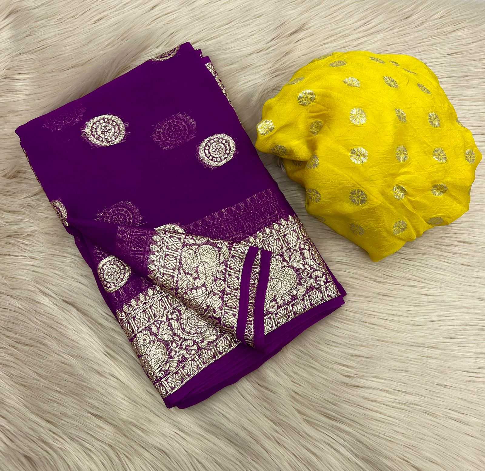 Ynf Pure Viscos RIN198 HALLO Sarees Wholesale Georgette Sarees Zari Border Sarees Viscose Saree Manufacturer