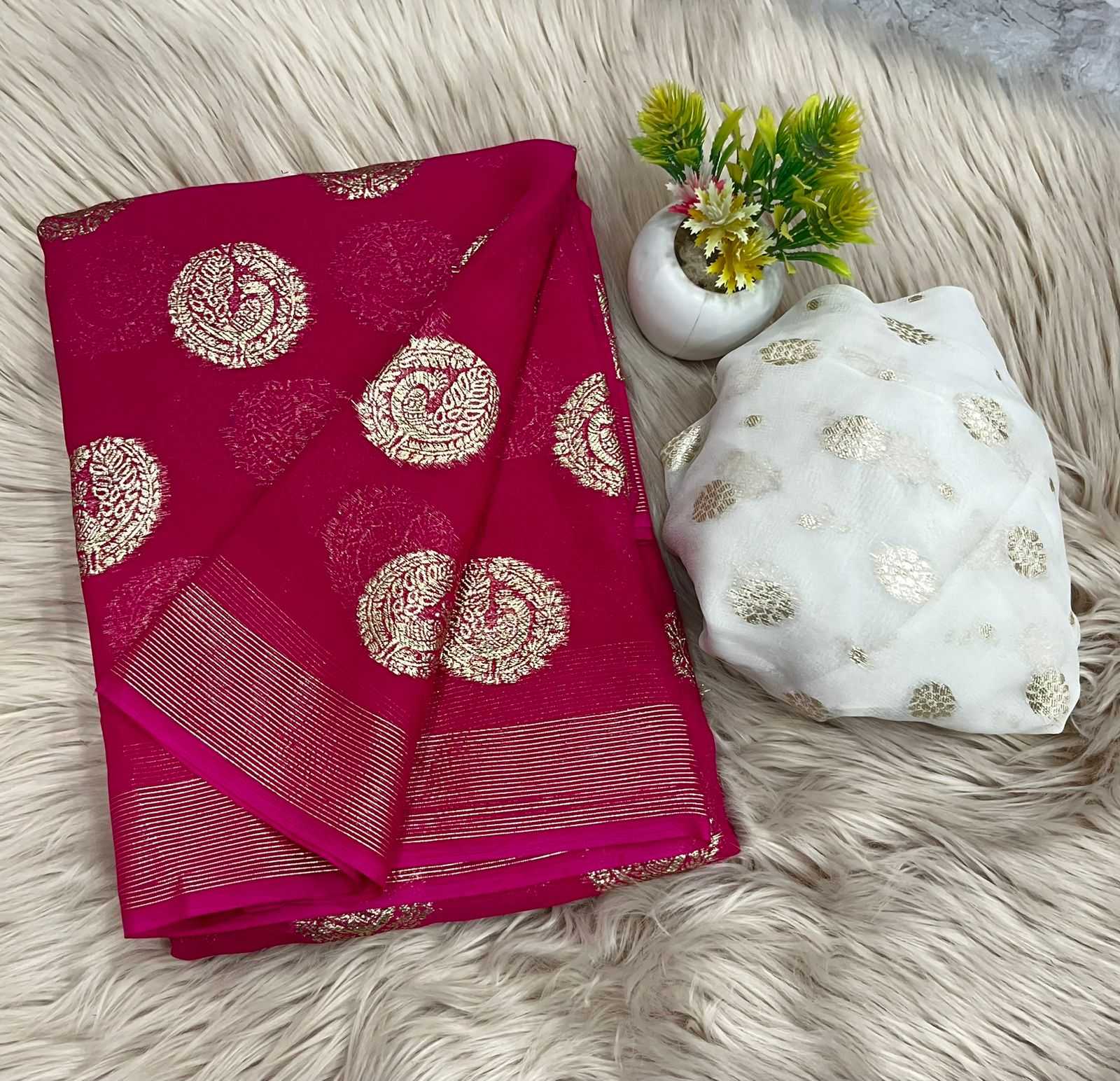 Ynf Pure Viscos RIN222 GULSHAN Sarees Wholesale Georgette Sarees Zari Border Sarees Viscose Saree Manufacturer