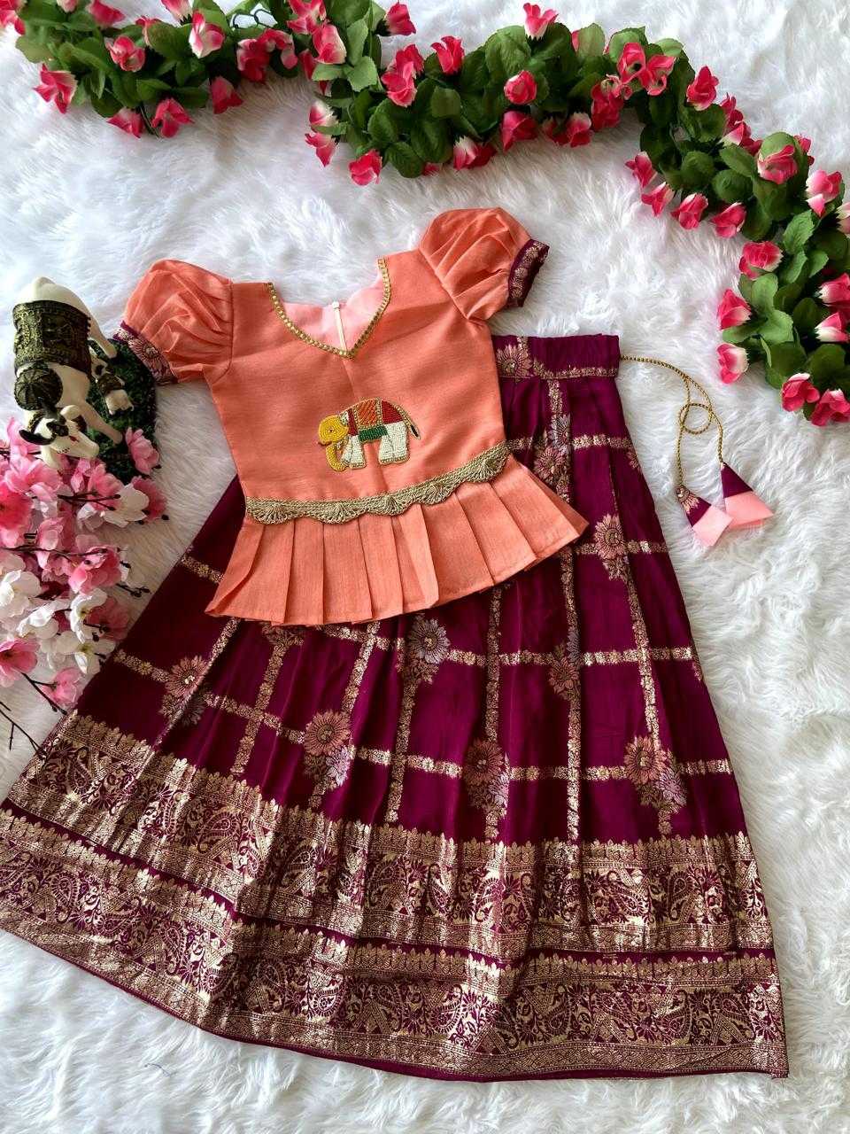 Ynf Pure Viscos RIN235 Elephant Kids Wear Wholesale Kids Lehenga Kids Lehenga Choli Baby Girl Lehenga Manufacturer