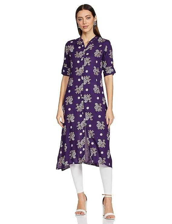 Ynf Rayon KESH559 Navyblue Kurti Wholesale Rayon Kurtis Flared Kurtis Manufacturer