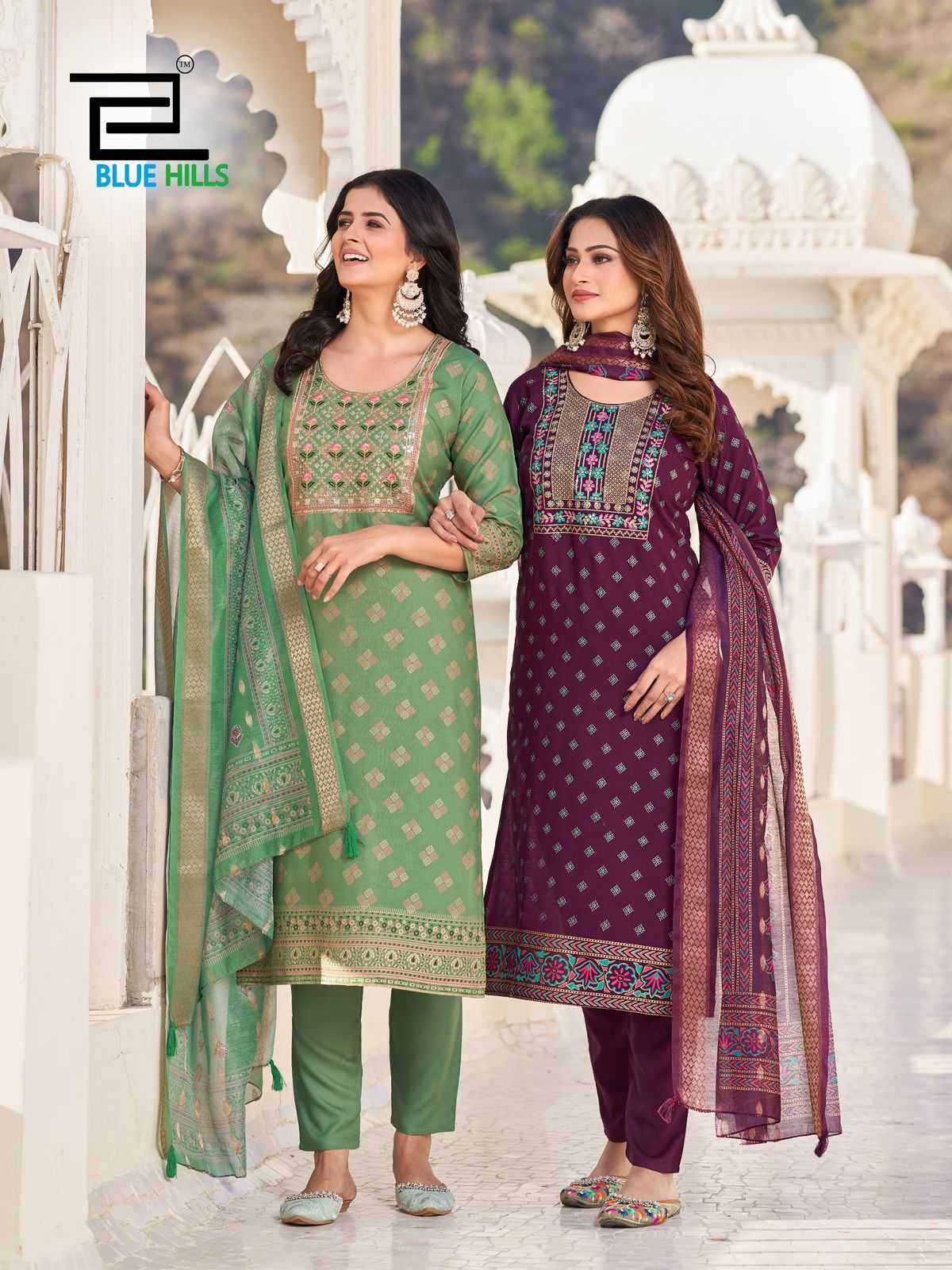 Ynf Rayon RIN190 blue hills-DUPATTA WORLD Setwise Collections Wholesale Kurtis Catalogs Manufacturer