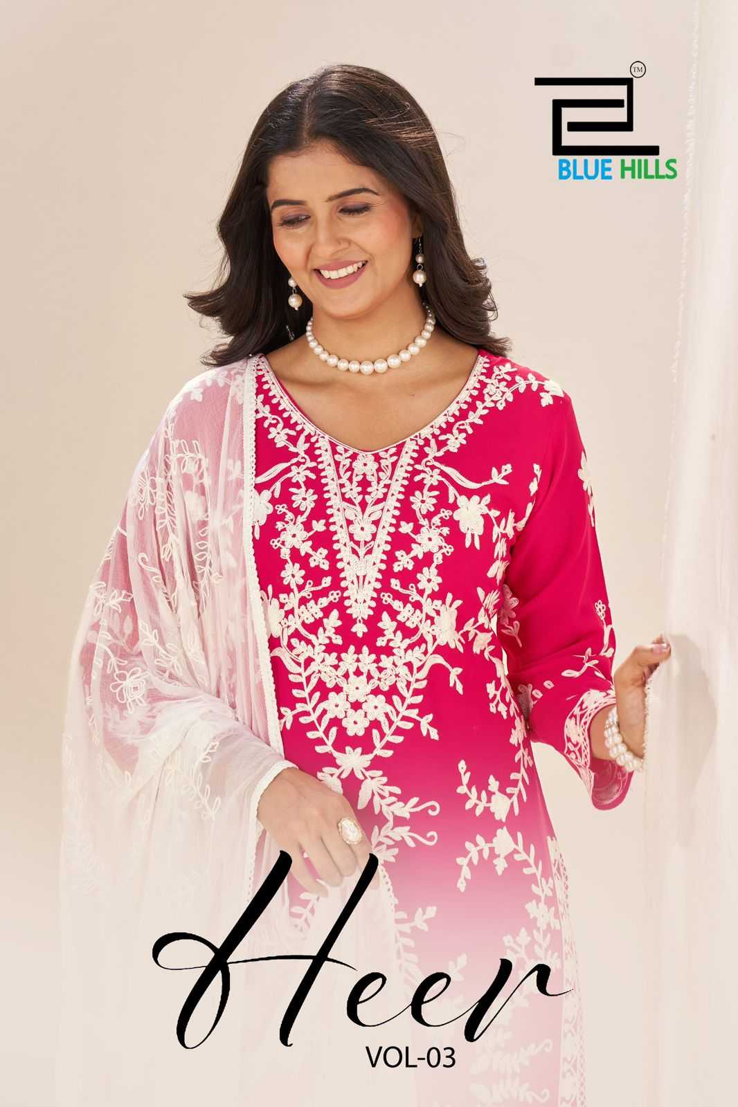 Ynf Rayon RIN190 Blue Hills HEER vol 3 Setwise Collections Wholesale Dresses & Suits Catalogs Manufacturer