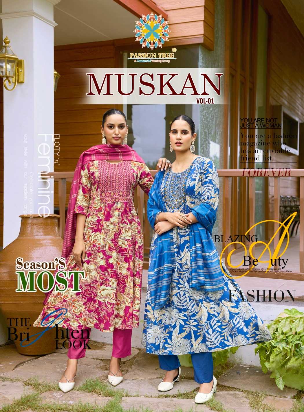 Ynf Rayon RIN190 PASSION TREE-MUSKAN VOL 1 Setwise Collections Wholesale Gowns Catalogs Manufacturer