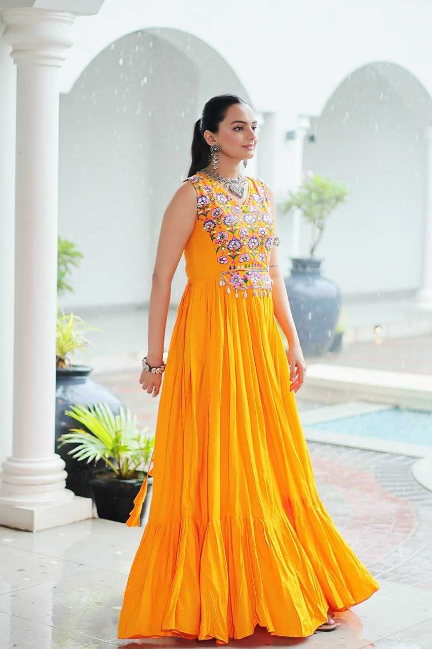 Ynf Reyon Cotton KESH491 9258 Gowns Wedding Collections Wholesale Embroidery Gowns Wedding Gown Haldi Outfits Manufacturer