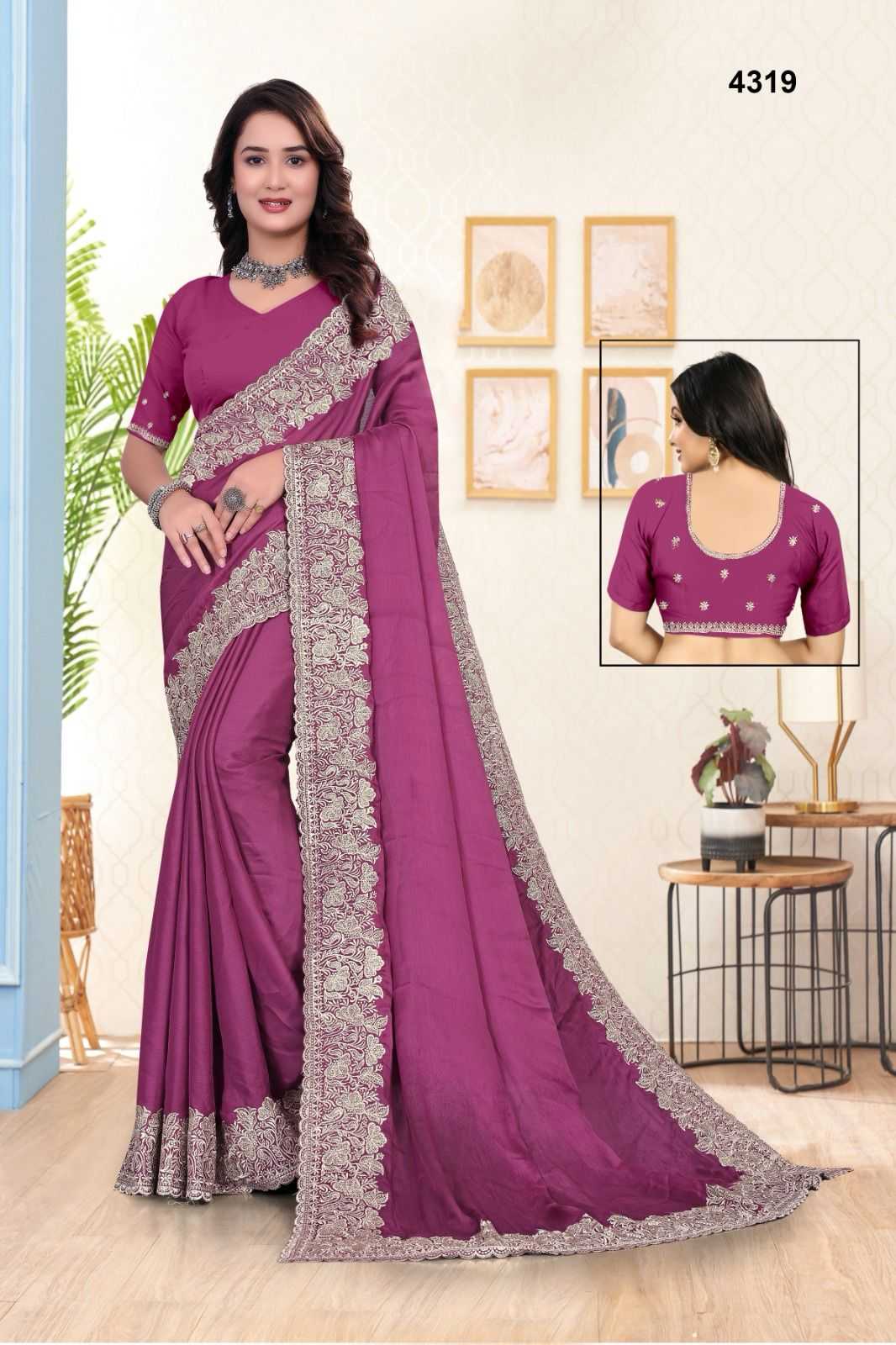Ynf Satin KESH114 4319 Sarees Wholesale Embroidered Sarees Zari Border Sarees Satin Sarees Manufacturer