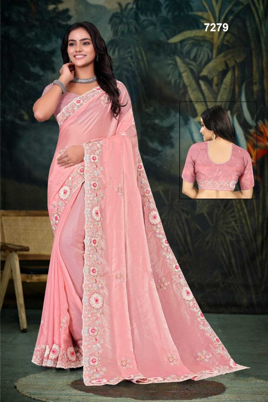 Ynf Satin KESH114 7279 Sarees Wholesale Embroidered Sarees Cutwork Saree Satin Sarees Manufacturer