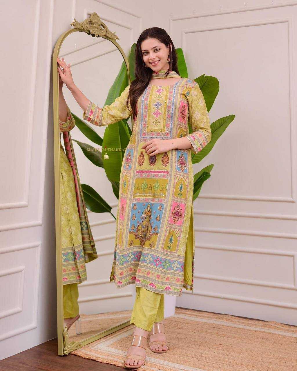 Ynf Satin KESH501 ELEMEMT Suits & Dresses Wholesale Printed Suits Ladies Silk Suit Party wear suits Manufacturer