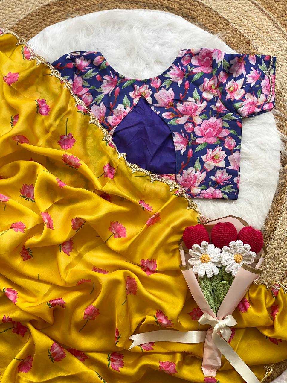 Ynf Satin RIN105 LISA Sarees Wholesale Hand Work Sarees Manufacturer