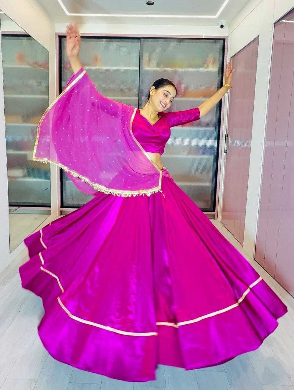 Ynf Satin RIN157 NAVRATRI NIGHTS-19 Lehengas Festive Collections Plus Size Collections Wholesale Satin Lehenga Purple Lehenga Navratri Chaniya Choli Manufacturer