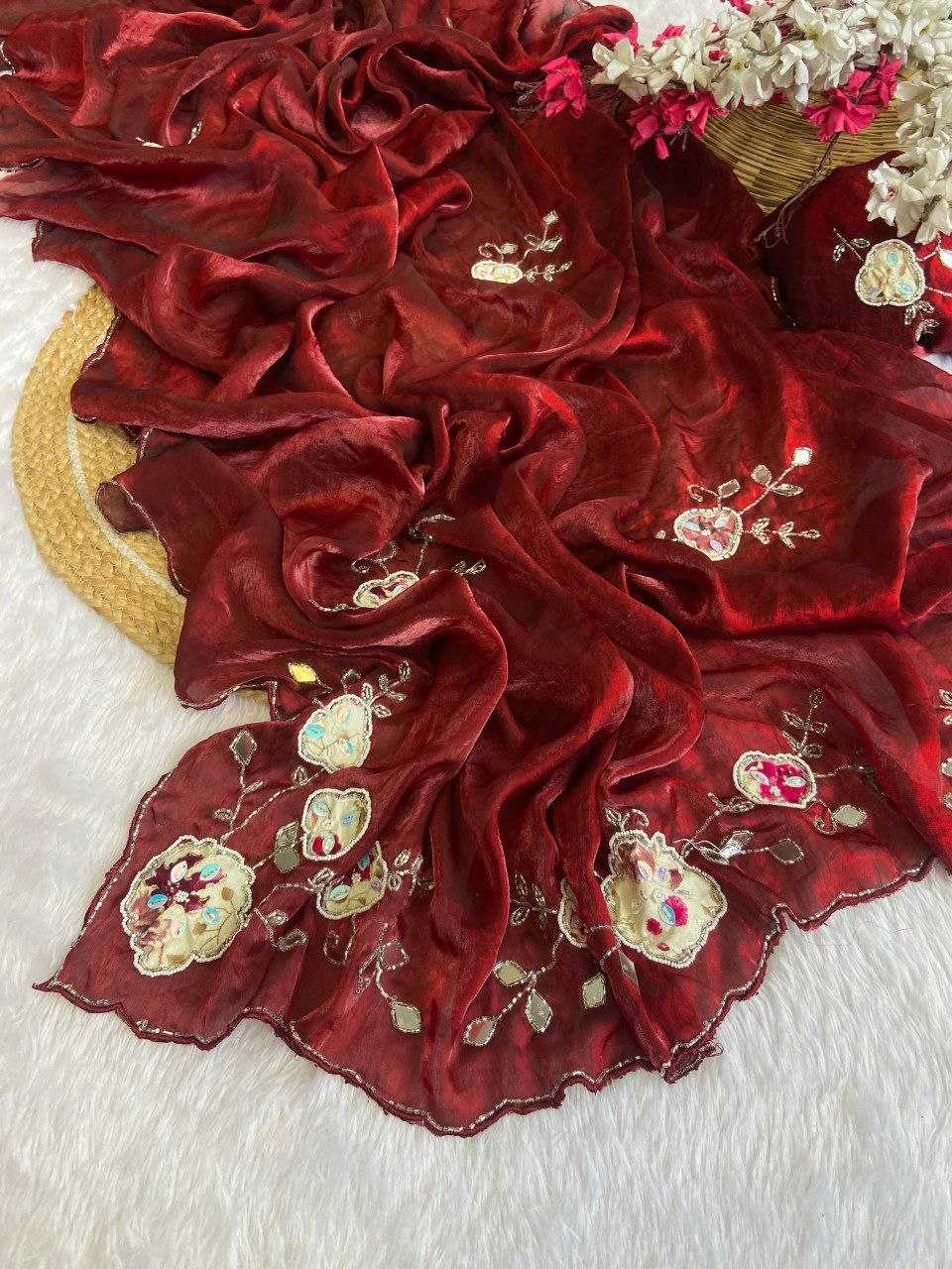 Ynf Satin RIN216 Neha Sarees Wedding Collections Festive Collections Wholesale Hand Work Sarees Satin Sarees Sarees With Blouse Manufacturer