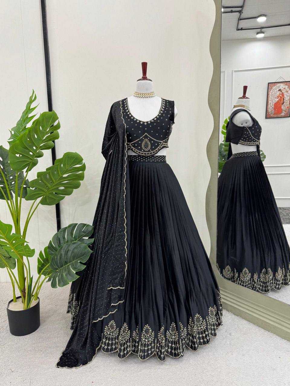 Ynf Satin Silk RIN162 326 Lehengas Wholesale Fancy Lehenga Floral Lehenga Mirror Work Lehenga Lehenga For Engagement Manufacturer