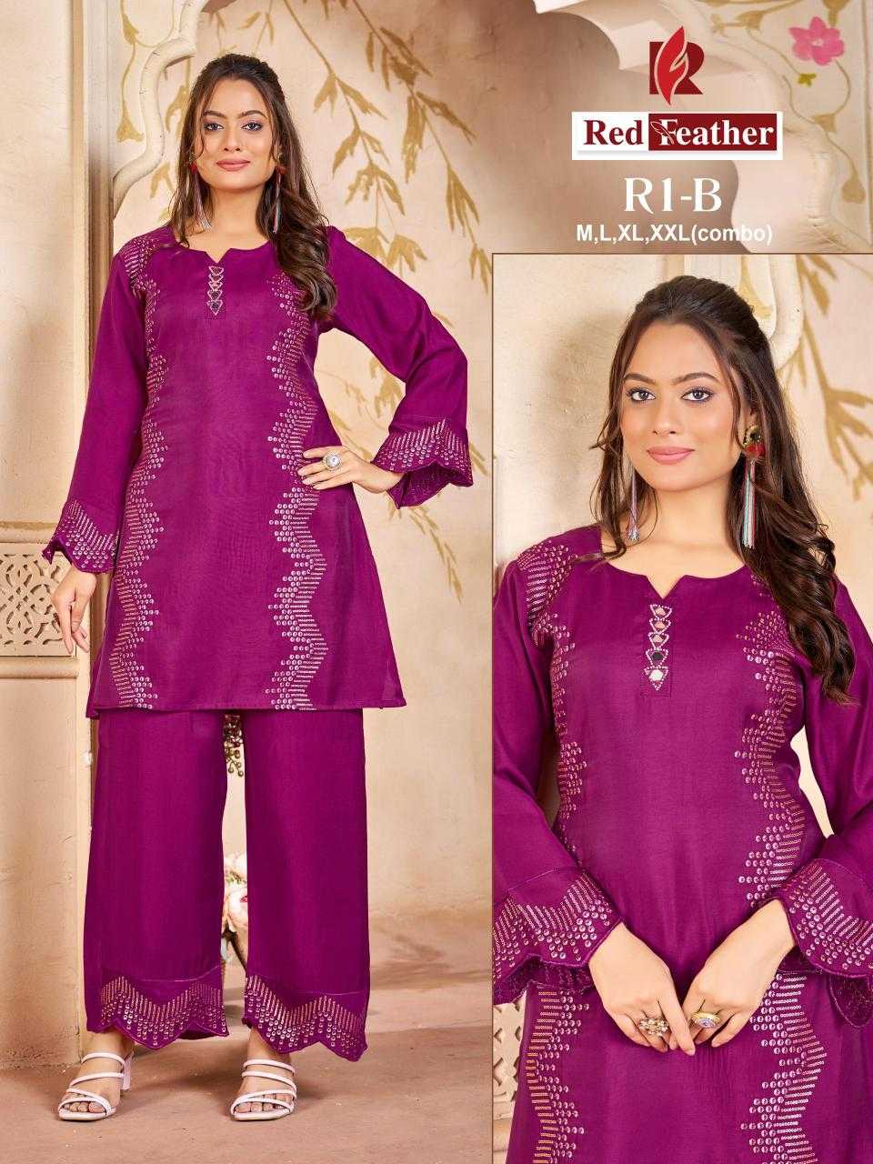 Ynf Silk RIN190 RED FEATHER Setwise Collections Wholesale Kurtis Catalogs Manufacturer