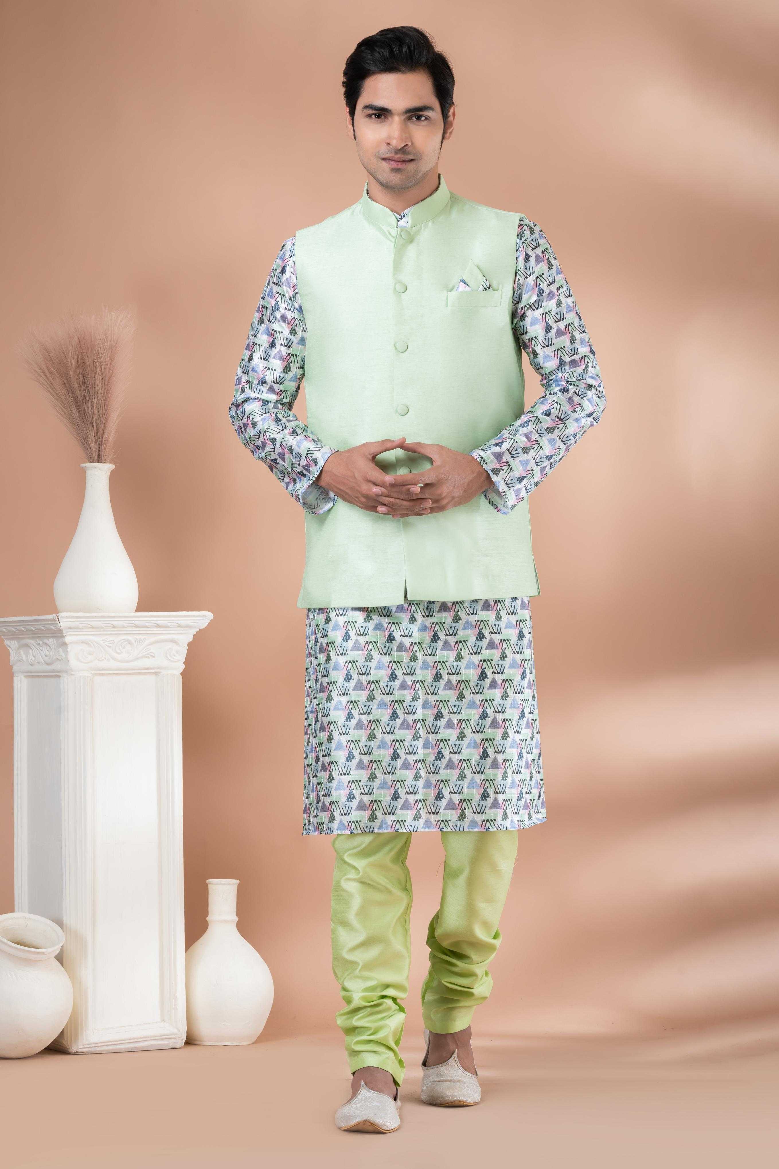 Ynf Silk RIN223 2328C Mens Wear Wholesale Nehru Jacket Festive & Wedding Coats Modi Jackets Manufacturer