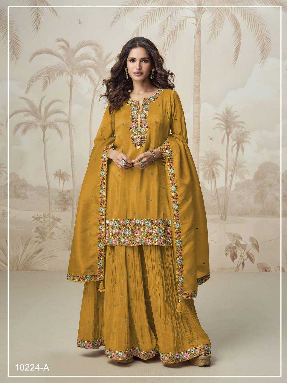 Ynf Simar silk RIN131 10224 Suits & Dresses Wholesale Palazzo Suit Ladies Silk Suit Manufacturer