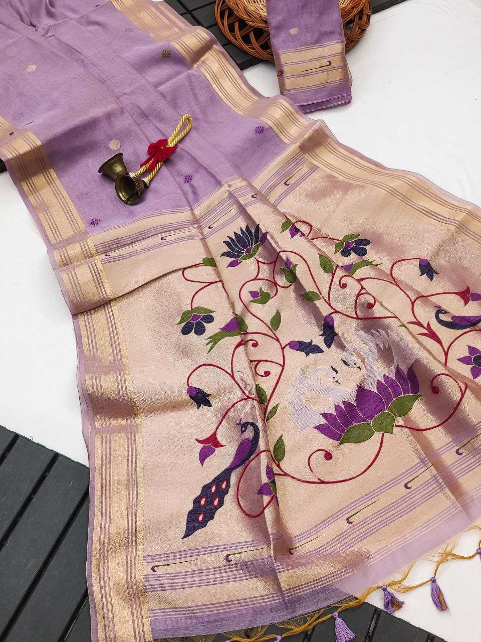 Ynf Soft Cotton KESH505 Muga cotton paithani 2 Sarees Wedding Collections Festive Collections Wholesale Zari Border Sarees Cotton Sarees Sarees With Blouse Manufacturer