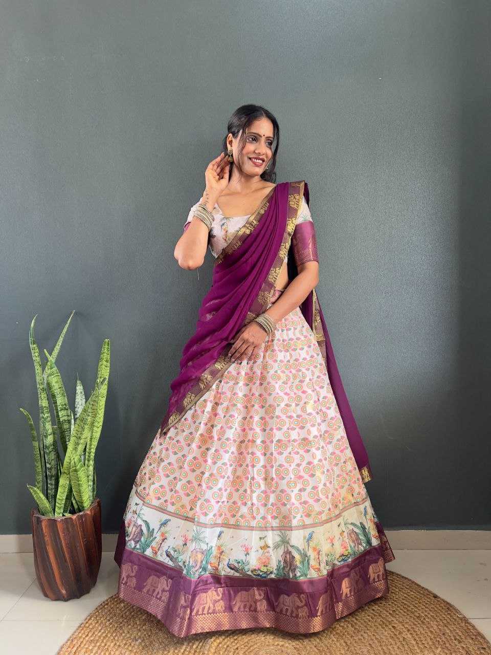 Ynf Soft Dola KESH554 Gajanand Lehengas Wholesale Silk Lehenga Printed Lehenga Manufacturer