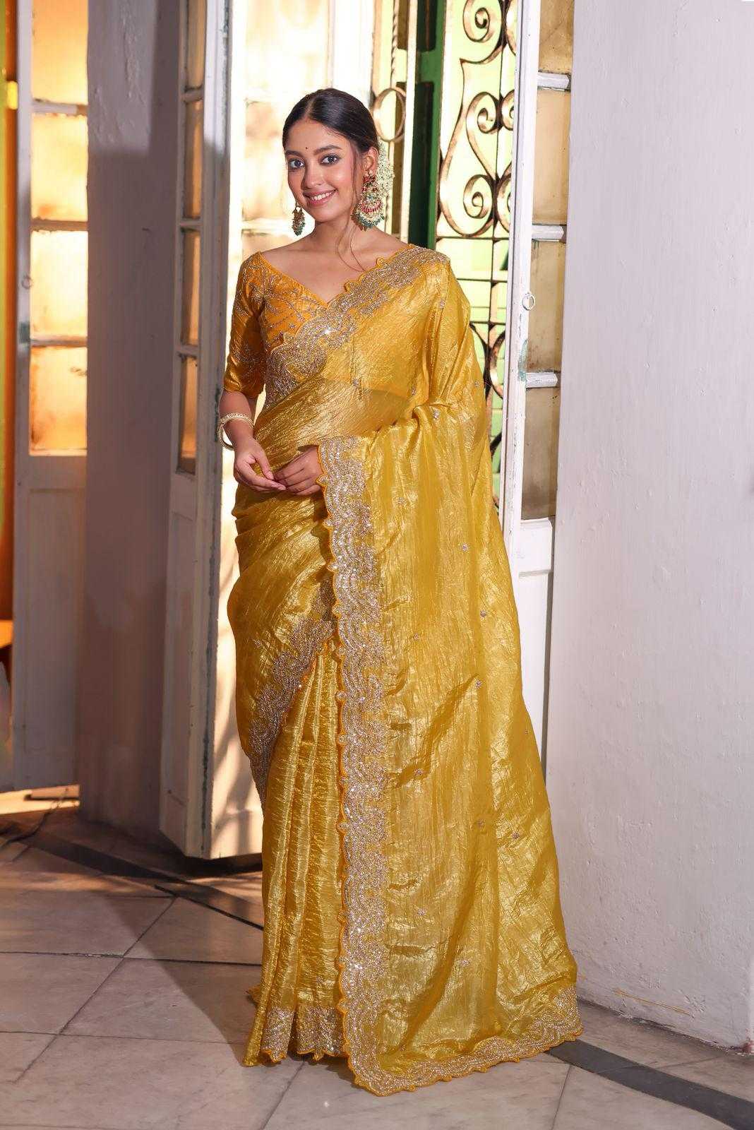 Ynf Soft Gold Crush RIN164 LILA Sarees Wedding Collections Festive Collections Wholesale Embroidered Sarees Yellow Sarees Wedding Outfits Manufacturer