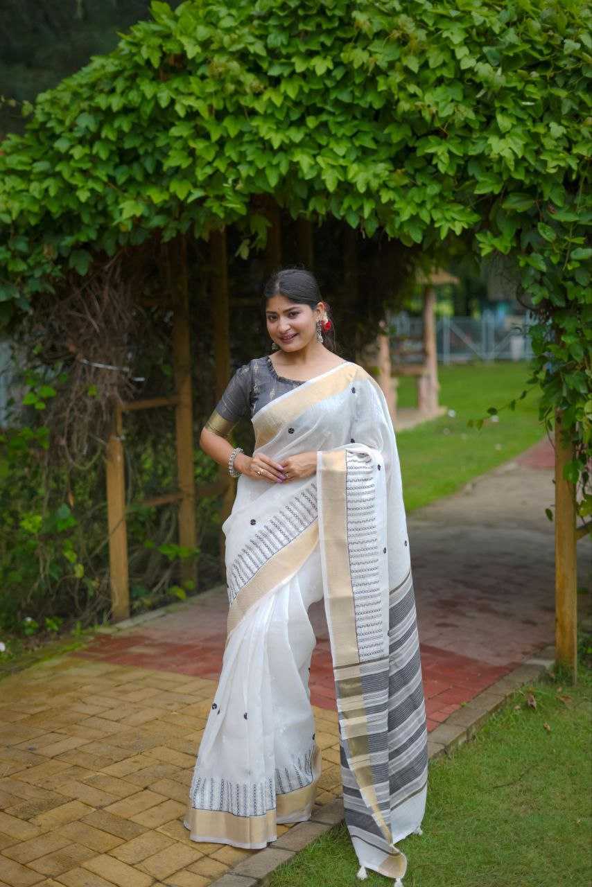 Ynf Soft Linen Jari KESH505 KARINA Sarees Wedding Collections Festive Collections Wholesale Cotton Linen Sarees Festive Sarees Sarees With Blouse Manufacturer