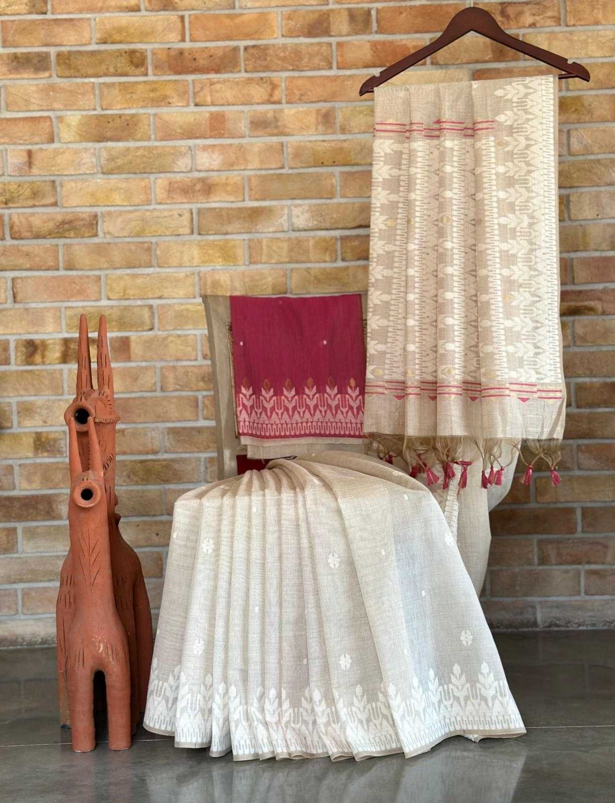 Ynf Soft Muga Silk KESH532 MUGA COTTON JAMDANI 7 Sarees Wholesale Designer Sarees Fancy Sarees Cotton Sarees Manufacturer
