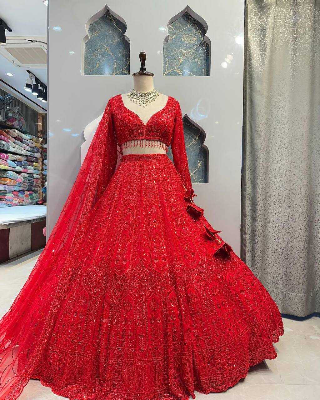 Ynf Soft Net KESH512 1770 Lehengas Wedding Collections Festive Collections Wholesale Net Fancy Lehenga Lehenga With Blouse Red Lehenga Manufacturer
