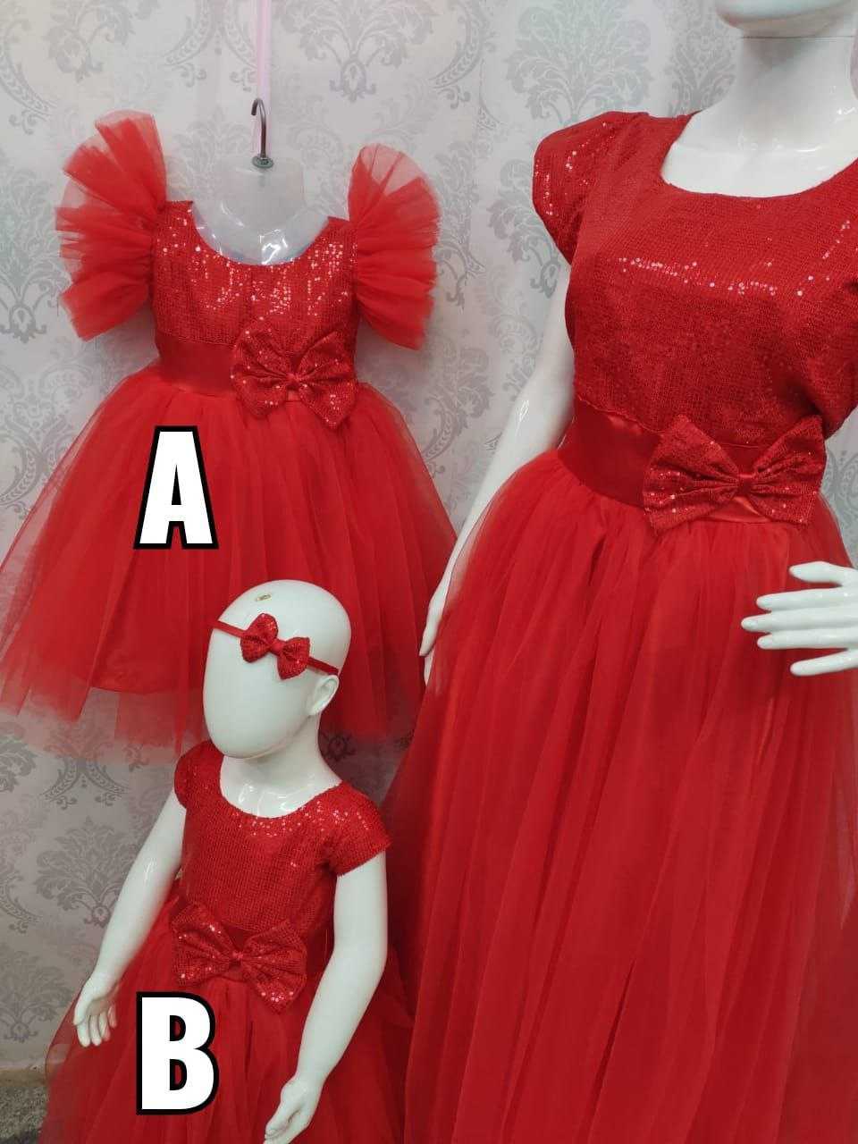 Ynf Soft Net RIN157 003 Mother & Daughter Combo Wholesale Mother Daughter Matching Gowns Manufacturer
