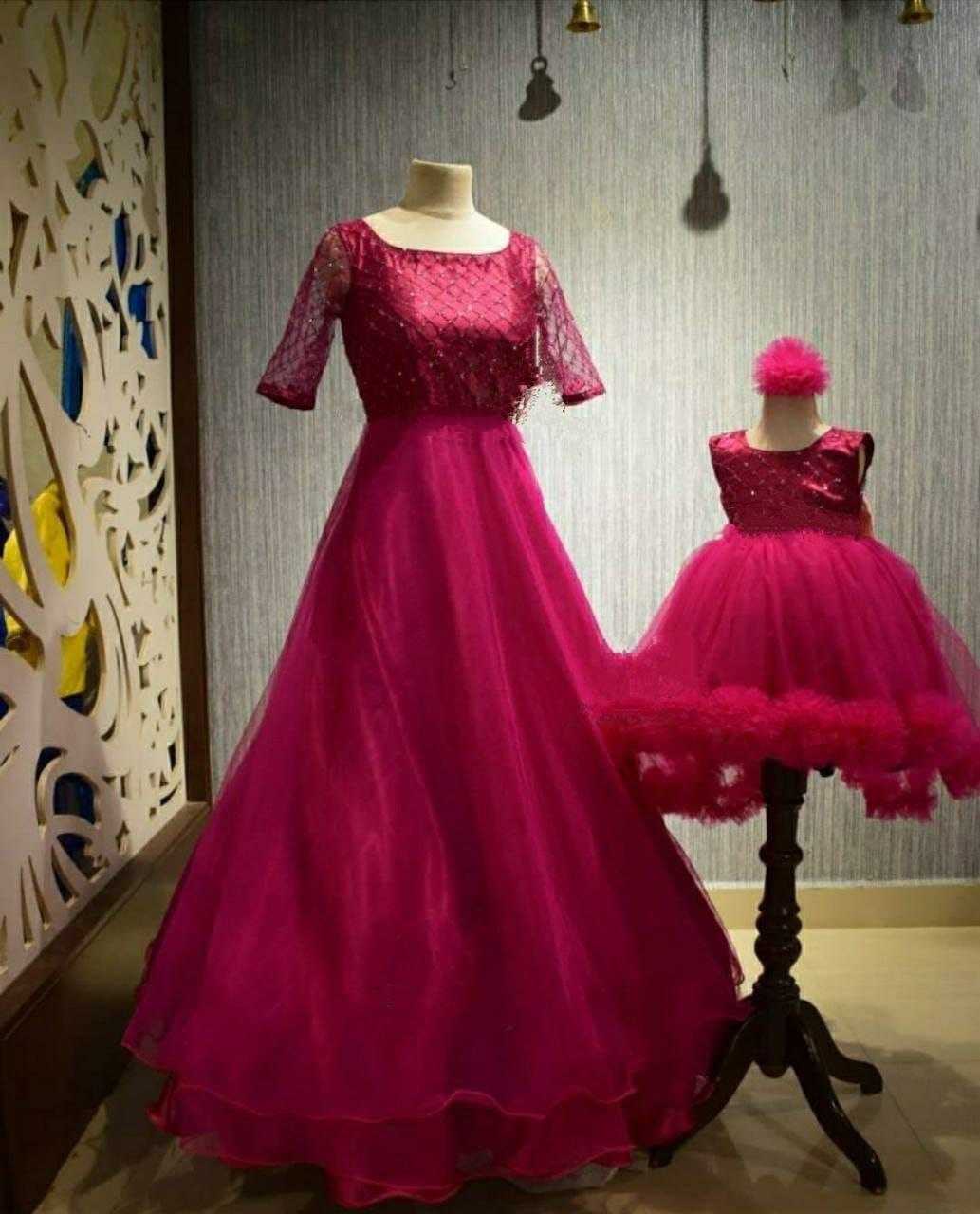 Ynf Soft Net RIN157 009 Mother & Daughter Combo Wholesale Mother Daughter Matching Gowns Manufacturer