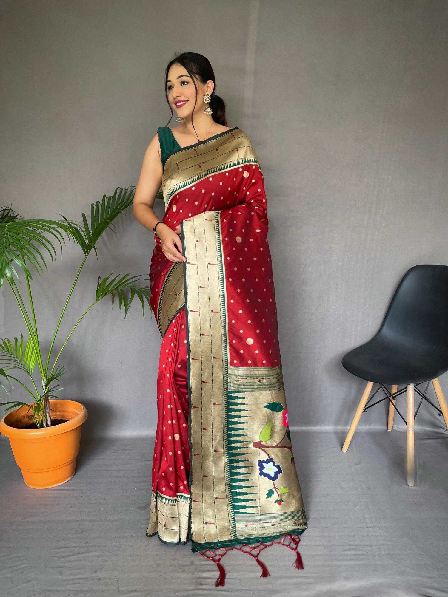 Ynf Soft Silk KESH249 POLKA PAITHANI Silk Sarees Wholesale Paithani Sarees Designer Silk Sarees Silk Sarees For Weddings Manufacturer
