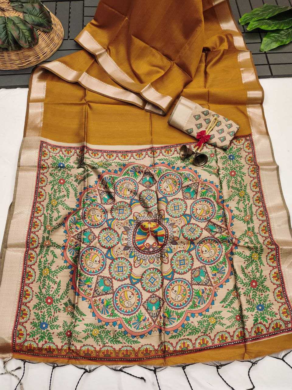 Ynf Soft Silk KESH532 MULLAI TUSSAR 108 Sarees Wedding Collections Festive Collections Wholesale Madhubani Sarees Hand Printed Saree Traditional Sarees Manufacturer