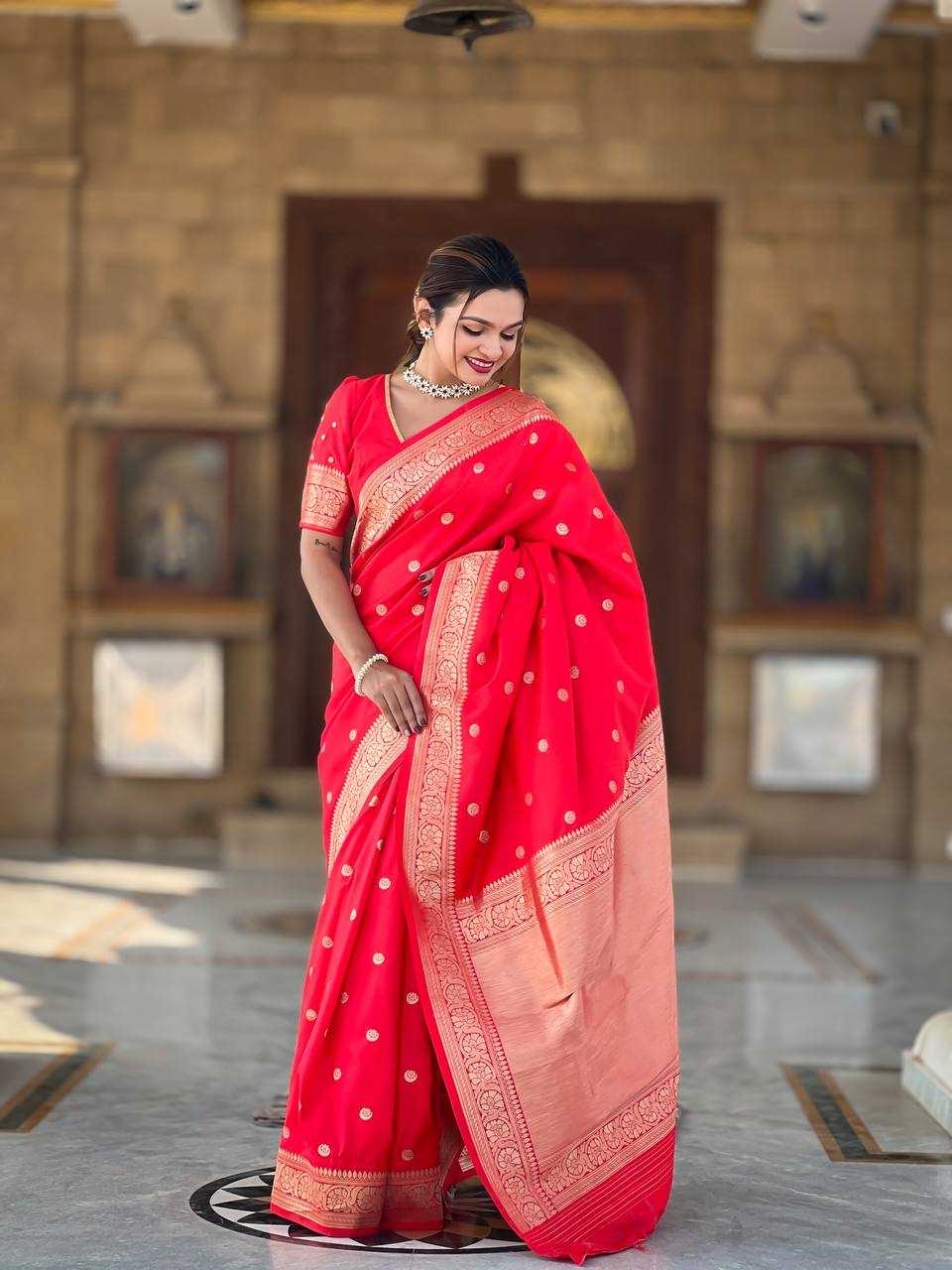 Ynf Soft Silk RIN150 Sonakshi Red Silk Sarees Wholesale Fancy Silk Sarees Zari Border Silk Sarees Manufacturer