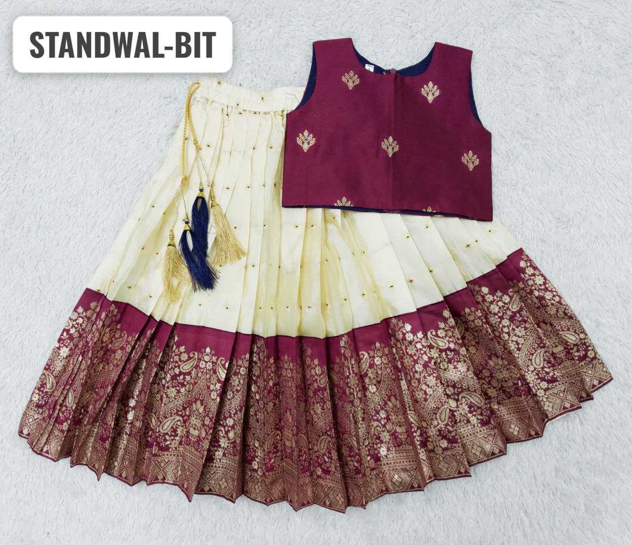 Ynf Soft Tapeta Silk RIN204 Taffeta Western Wears Kids Wear Festive Collections Wholesale Embroidered Frock Kids Lehenga Choli Kids Festive Wear Manufacturer