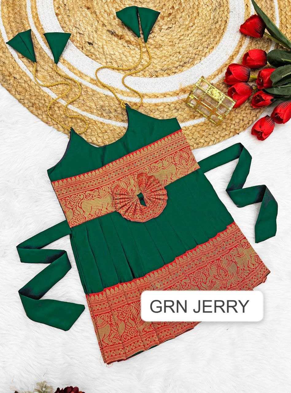 Ynf Soft Tapeta Silk RIN204 Tapeta Kids Wear Festive Collections Wholesale Girls Frock Kids Festive Wear Kids Silk Dress Manufacturer