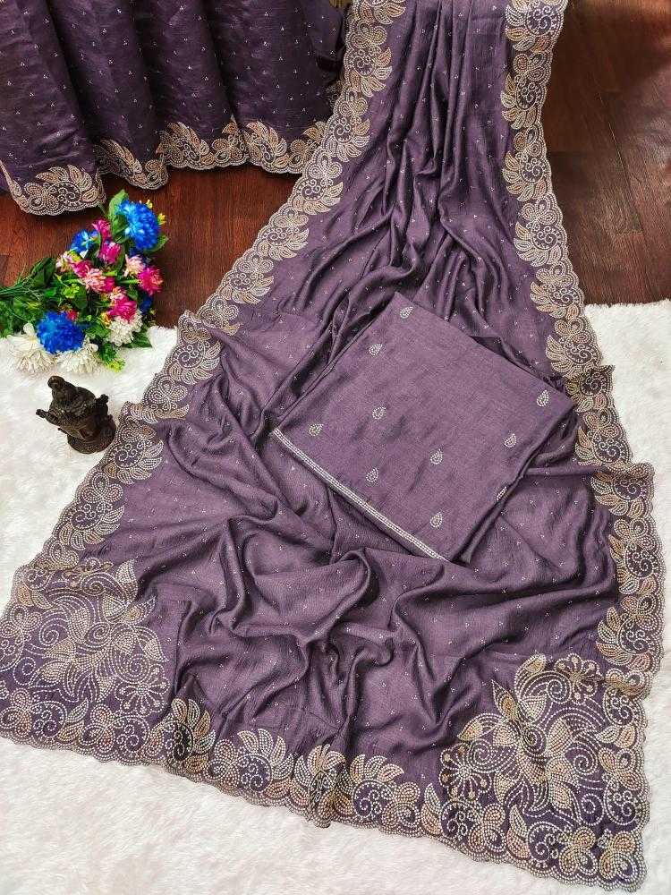 Ynf Soft Vichitra RIN118 POOKAR Sarees Wholesale Embroidered Sarees Cutwork Saree Swarovski Sarees Manufacturer