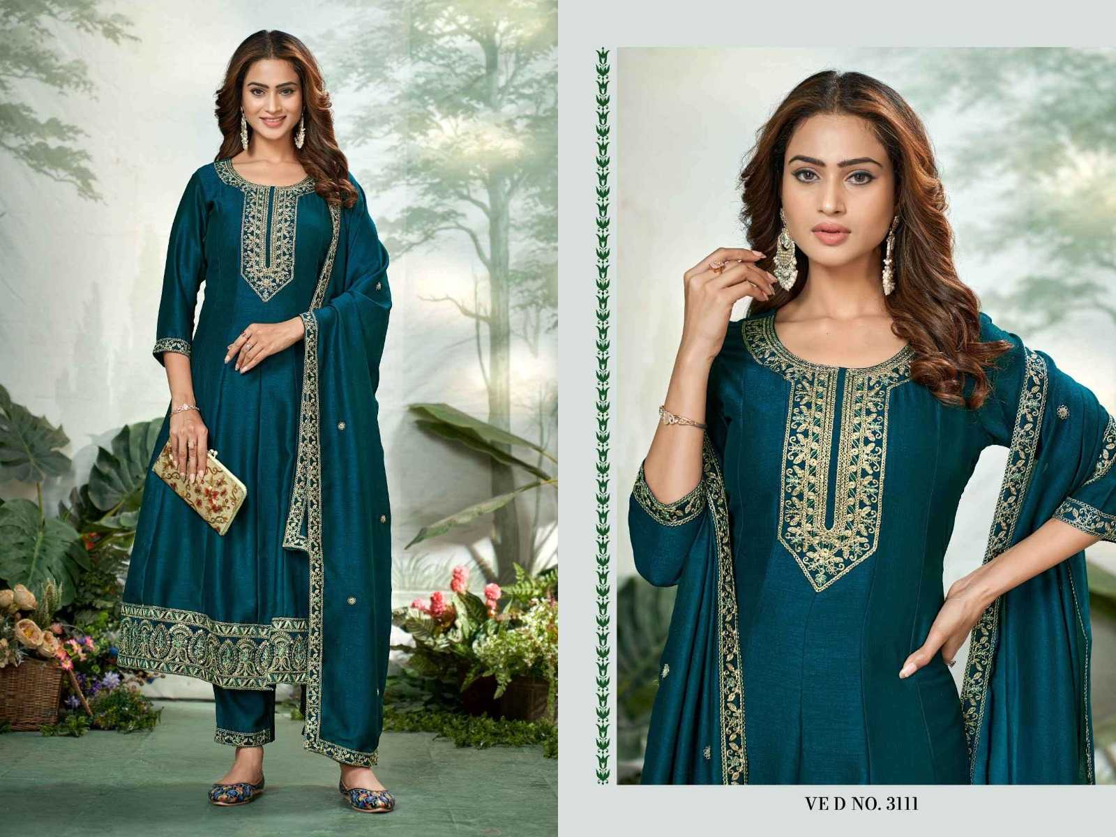 Ynf Soft Vichitra RIN190 376 Setwise Collections Wholesale Gowns Catalogs Manufacturer