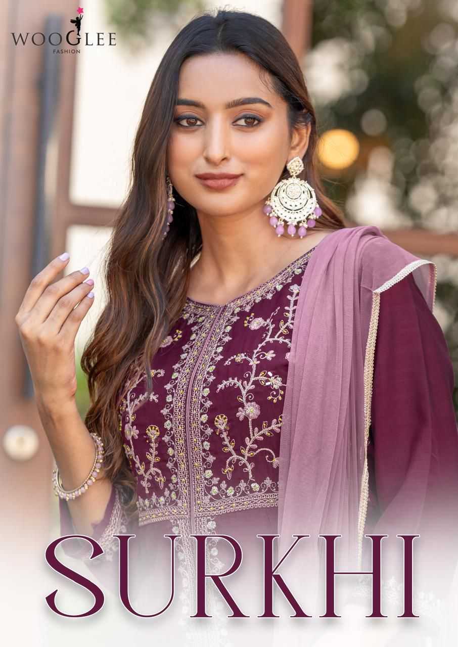 Ynf Soft Vichitra RIN190 WOOGLEE-Surkhi Setwise Collections Wholesale Gowns Catalogs Manufacturer