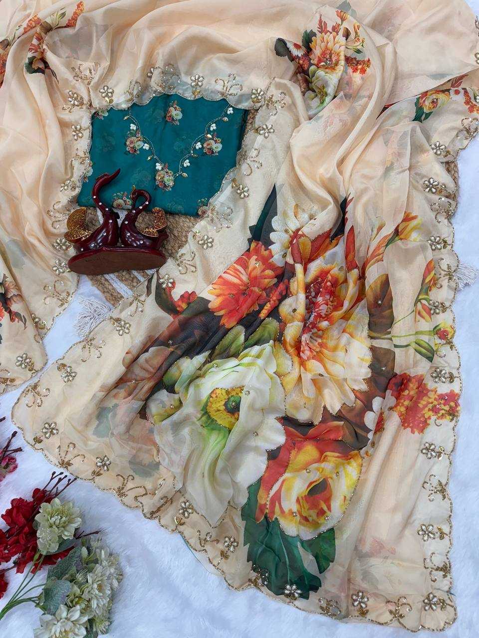 Ynf Tabby Silk KESH151 5485 Sarees Wholesale Party Wear Sarees Fancy Sarees Hand Work Sarees Cutwork Saree Manufacturer