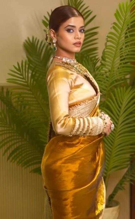 Ynf Tissue Silk KESH525 MUSTARD YELLOW GLASS TISSUE LACE Silk Sarees Wholesale Banarasi Silk Sarees Manufacturer