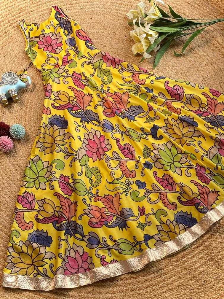 Ynf Tussar Silk KESH249 yellow Kids Wear Wholesale Kids Gown Kids Ethnic Gowns Manufacturer