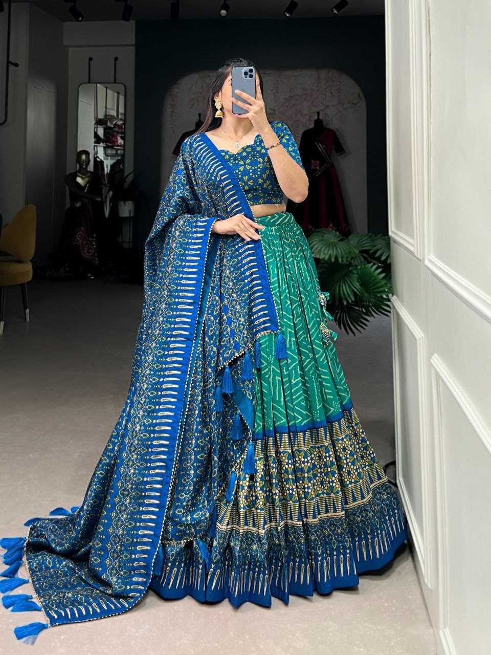 Ynf Tussar Silk KESH511 AJARAK2 Lehengas Wholesale Embroidered Lehenga Lehenga With Dupatta Lehenga With Blouse Manufacturer