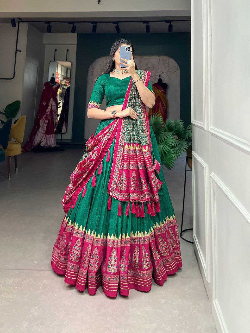 Ynf Tussar Silk KESH511 AJRAKH Festive Collections Wholesale Navratri Chaniya Choli Manufacturer
