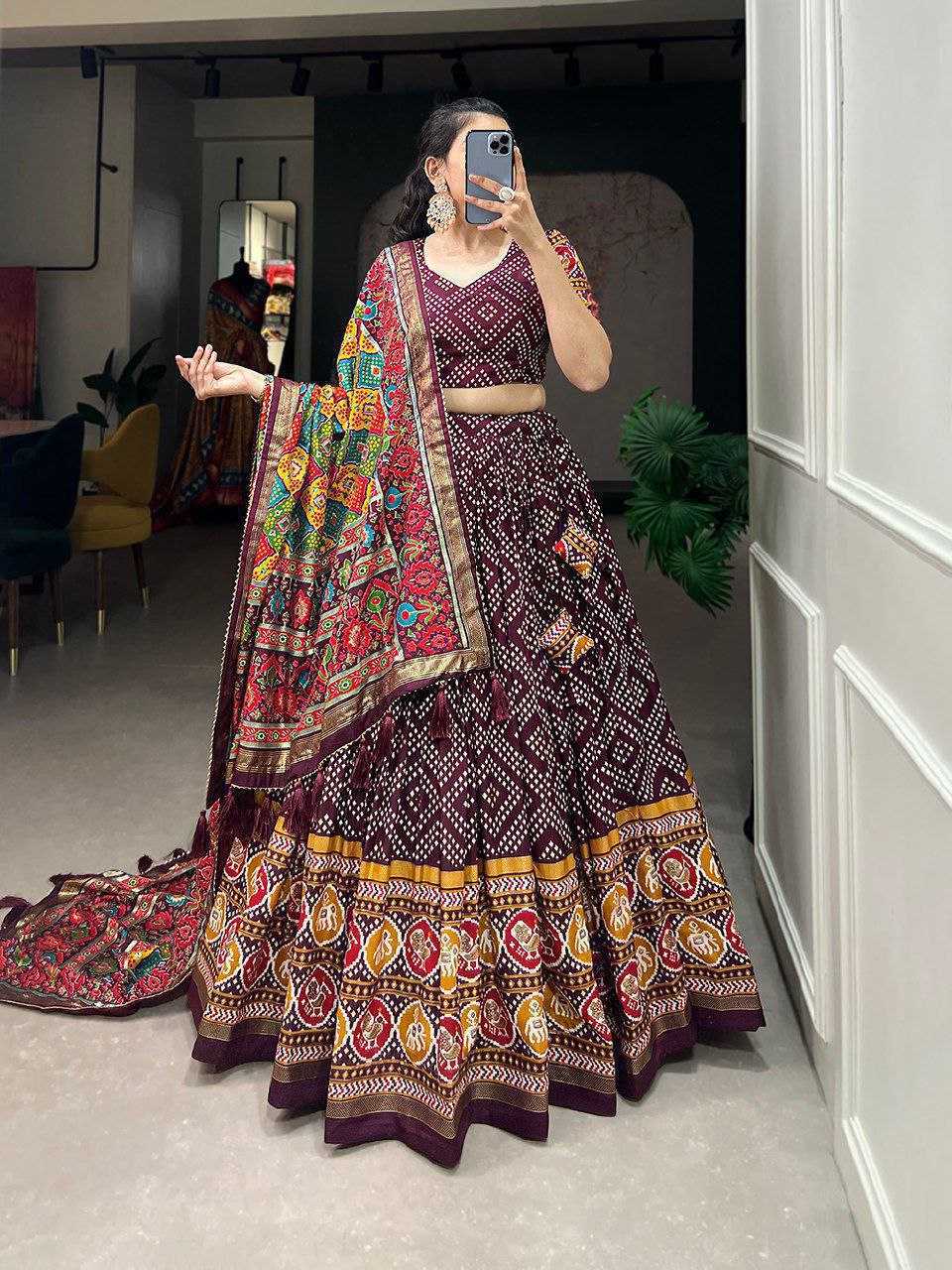 Ynf Tussar Silk KESH511 bandhani Lehengas Festive Collections Wholesale Fancy Lehenga Printed Lehenga Navratri Chaniya Choli Manufacturer