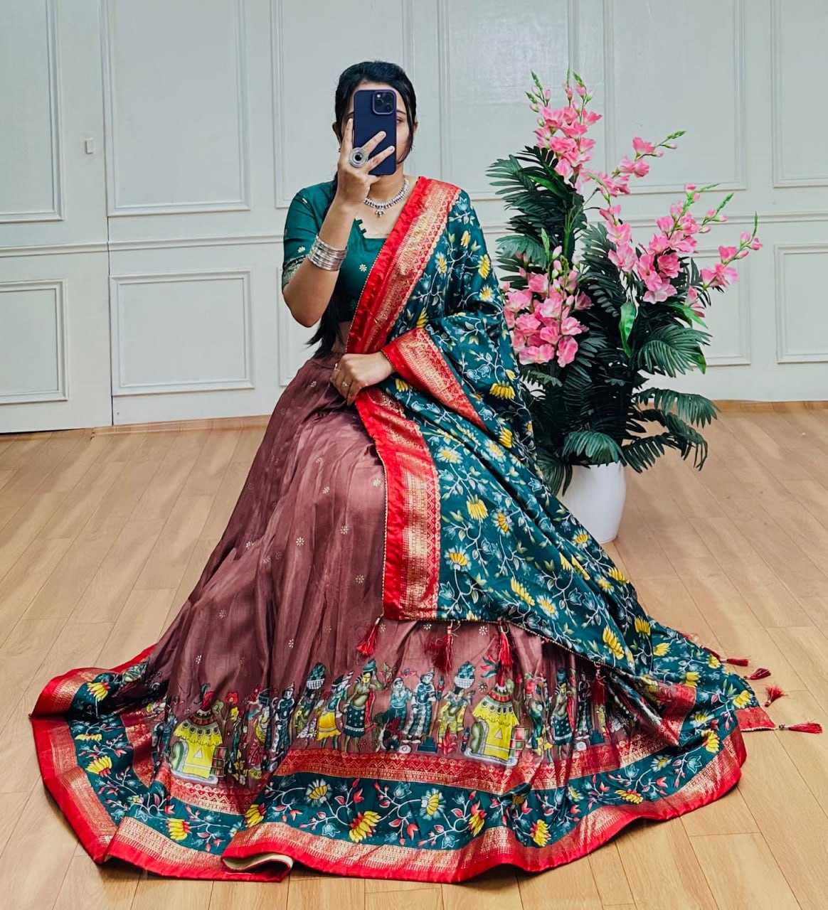Ynf Tussar Silk KESH511 BARATI Lehengas Wholesale Traditional Lehenga Silk Lehenga Printed Lehenga Manufacturer