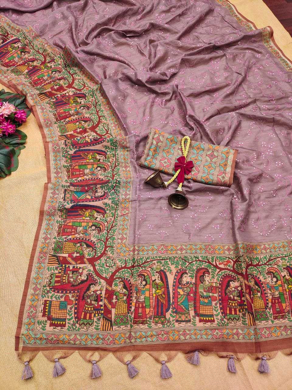 Ynf Tussar Silk RIN207 SANVI KALAMKARI Silk Sarees Wholesale Tussar Silk Sarees Kalamkari Silk Sarees Manufacturer