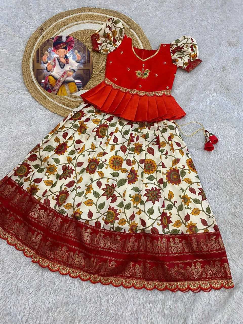 Ynf Tussar Silk RIN235 patuu pavada Kids Wear Festive Collections Wholesale Kids Lehenga Kids Lehenga Choli Onam Collections Manufacturer