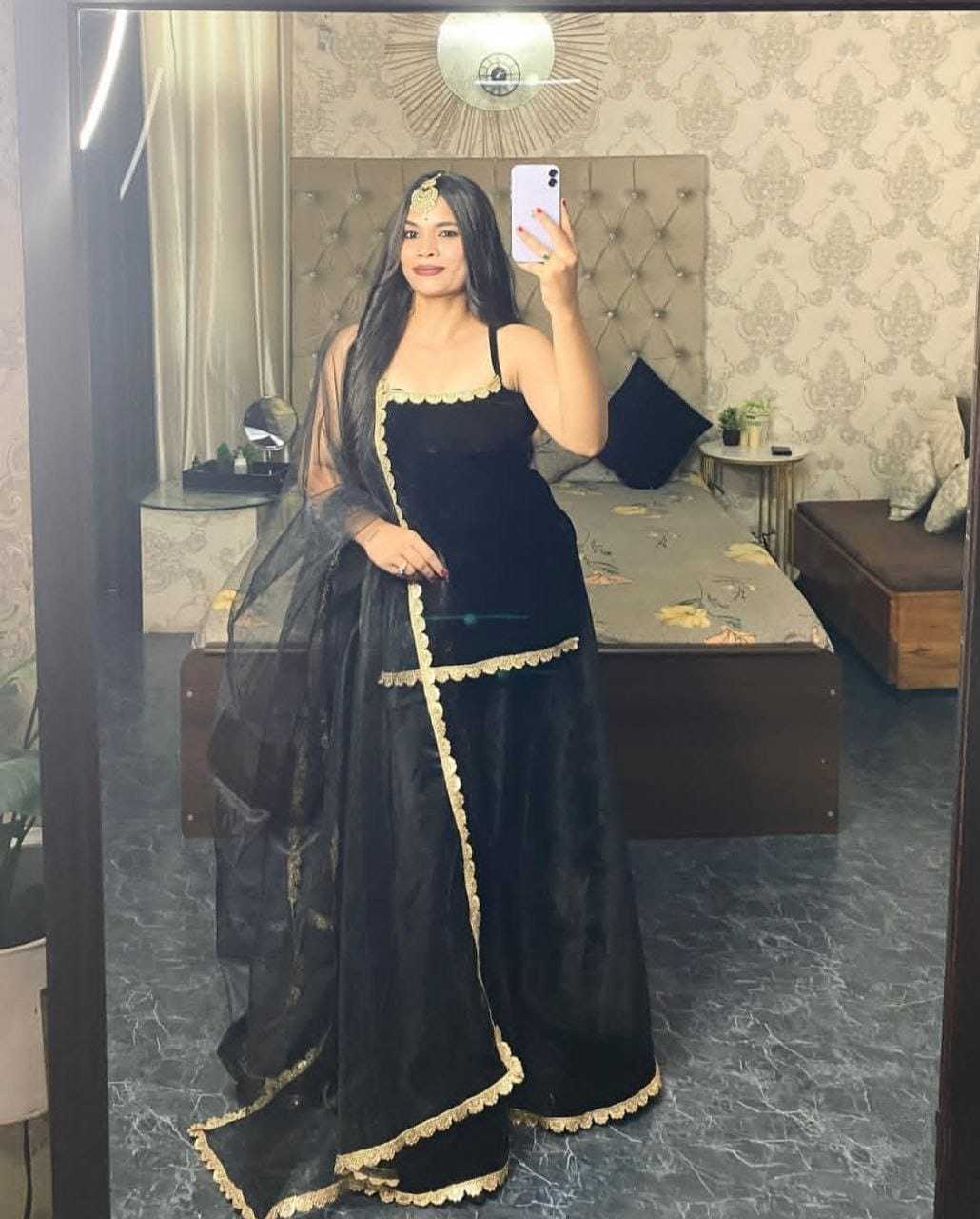 Ynf Velvet RIN157 2123 Suits & Dresses Plus Size Collections Wholesale Velvet Suits Palazzo Suit Black Salwar Suit Manufacturer