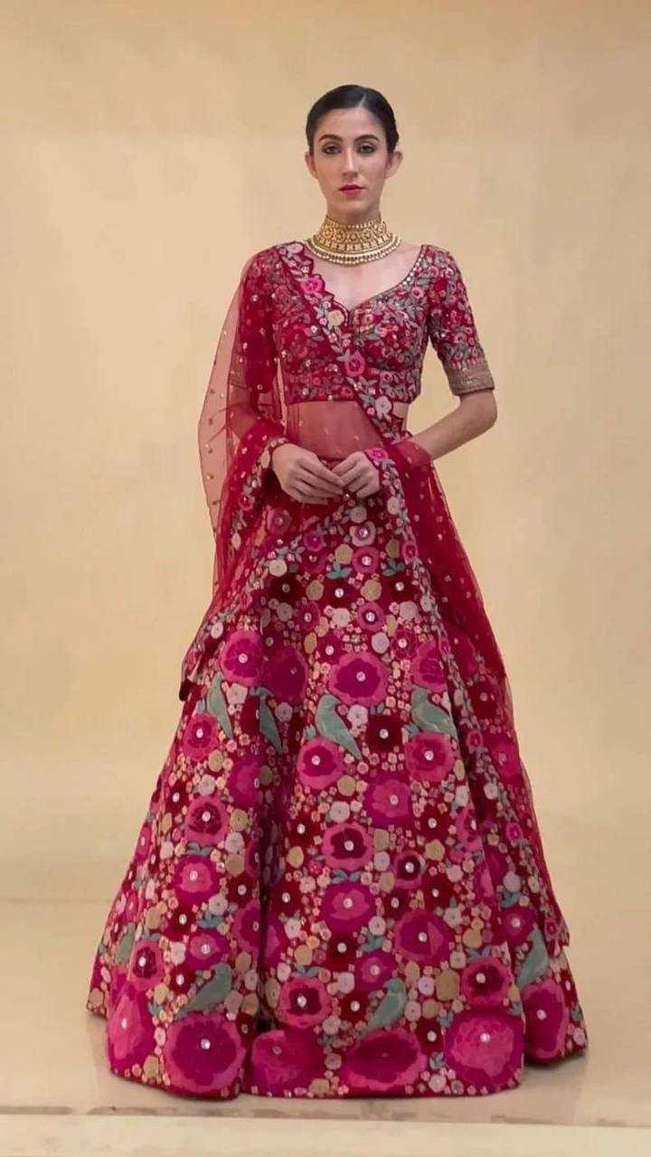 Ynf Velvet RIN216 H57 Lehengas Wholesale Embroidered Lehenga Velvet Lehenga Manufacturer