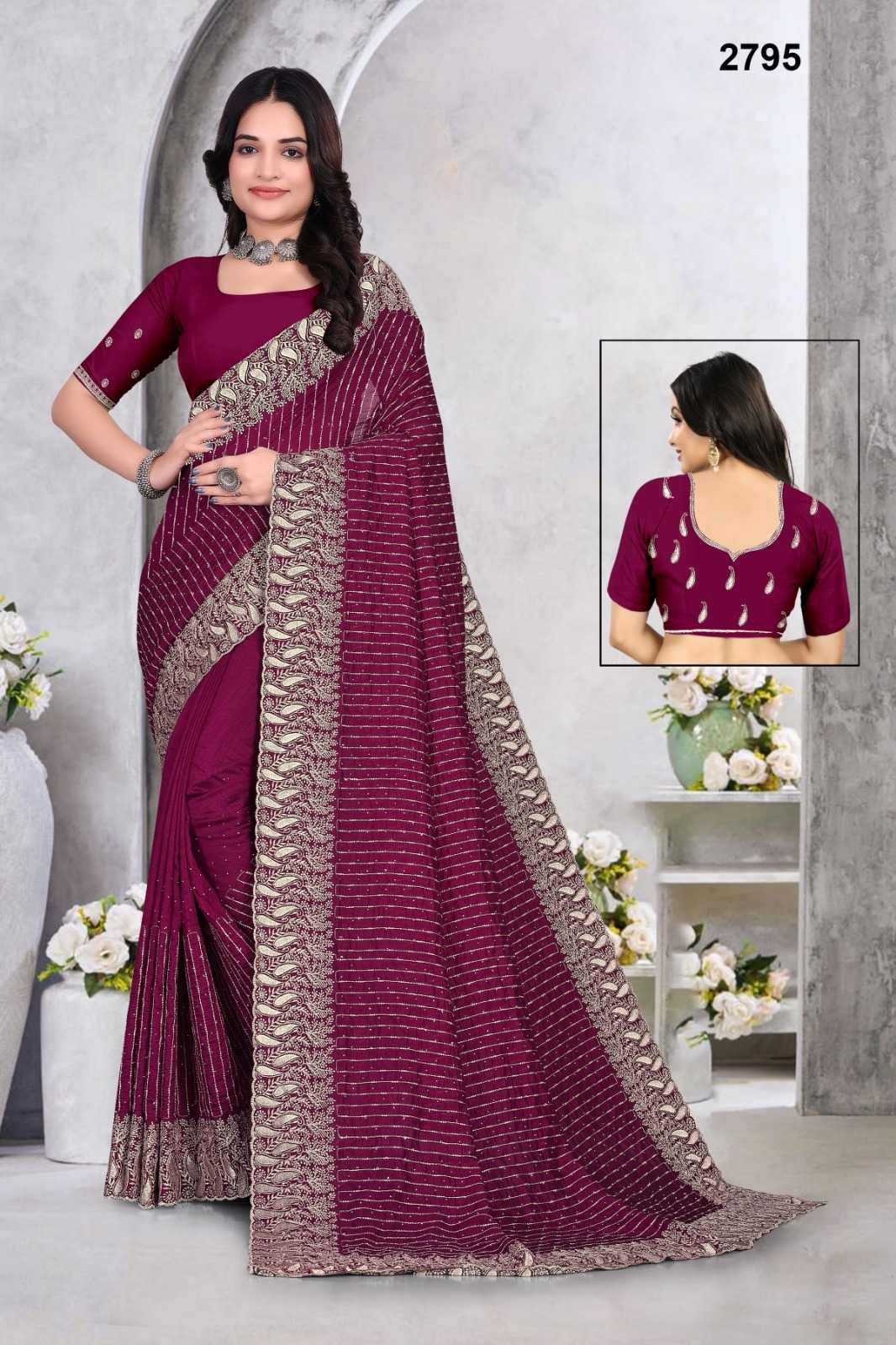 Ynf Vichitra Silk KESH114 2795 Silk Sarees Wholesale Zari Border Silk Sarees Embroidered Silk Sarees Silk Sarees With Stone Work Manufacturer