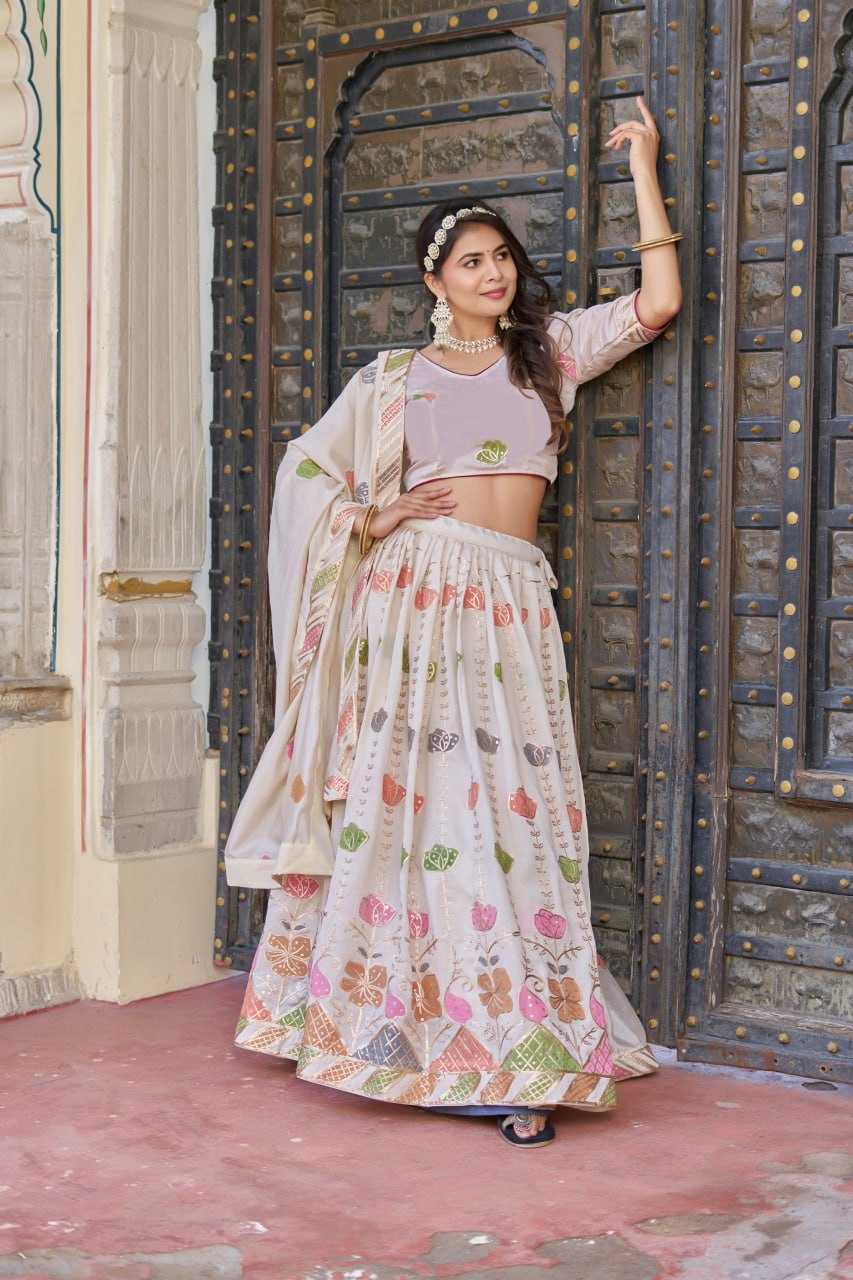 Ynf Vichitra Silk KESH511 Hand print Lehengas Wholesale Traditional Lehenga Silk Lehenga White Lehenga Manufacturer