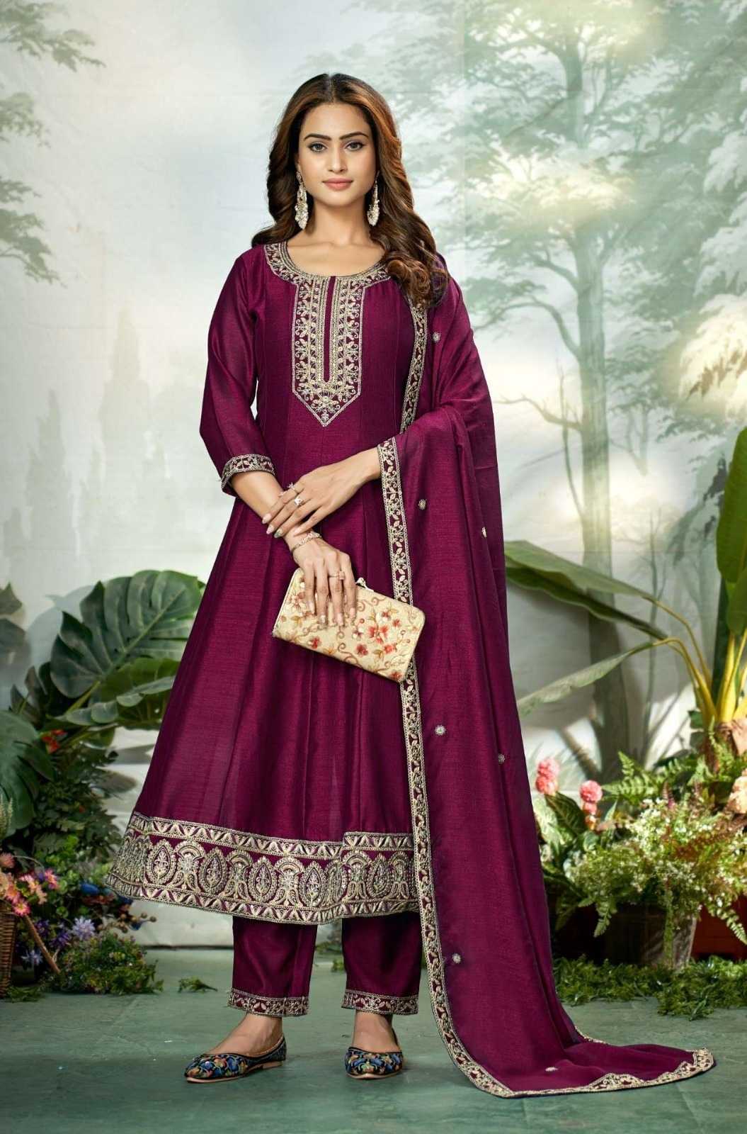 Ynf Vichitra Silk RIN190 3109 Setwise Collections Wholesale Gowns Catalogs Manufacturer