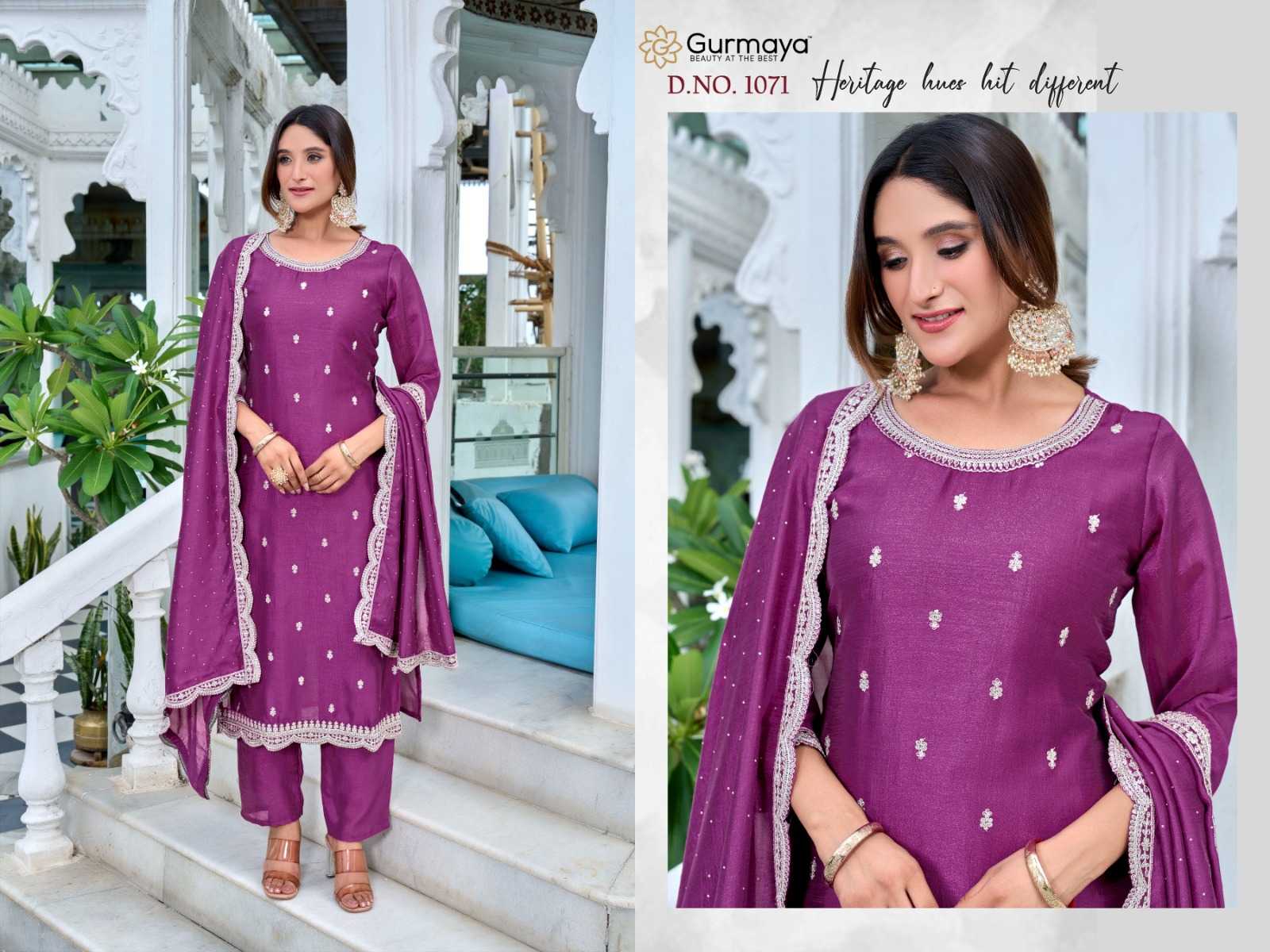 Ynf Vichitra Silk RIN190 AANCHI-1070 Setwise Collections Wholesale Dresses & Suits Catalogs Manufacturer