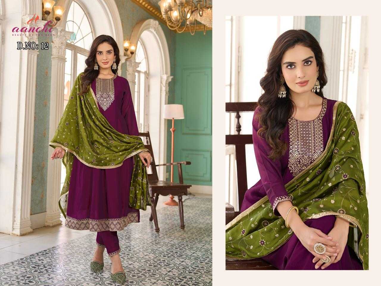 Ynf Vichitra Silk RIN190 AANCHI-12 Setwise Collections Wholesale Gowns Catalogs Manufacturer